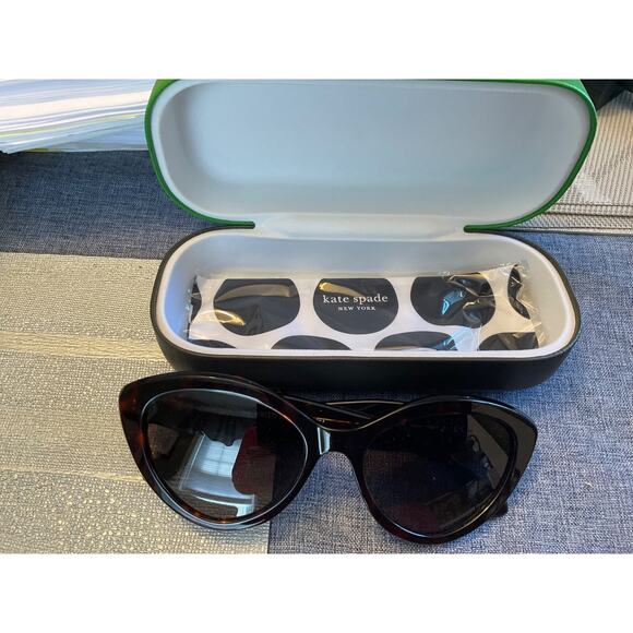 KATE SPADE MARLAH CAT EYE TORTOISE SHELL FRAME SUNGLASSES $175 MSRP - Picture 4 of 14